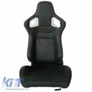 RS kagylóülés PVC fekete, piros varrással, pár (2 db)-image-6293667