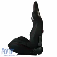 RS kagylóülés PVC fekete, piros varrással, pár (2 db)-image-6293668