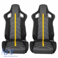 image-11-RS Performance kagylóülés PVC / velúr / szövet fekete sárga csíkkal pár 2 db