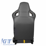 RS Performance kagylóülés PVC / velúr / szövet fekete sárga csíkkal pár 2 db-image-6293605