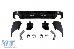 RS type diffuser with black tips suitable for rear S line bumper on Audi Q5 2021-2023 - ABAURA6007850