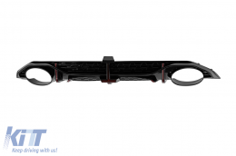 RS3-Typ Diffusor mit schwarzen Endrohren geeignet für S-line Heckstoßstange an Audi A3 Hatchback 2020-2024 -oo--oo--image-6231616