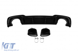 RS3 type diffuser with black tips suitable for S-line rear bumper on Audi A3 Sportback 2017-2020 -o---o- - ABAURA6009641