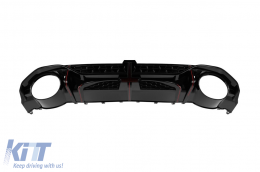 RS3 type diffuser with black tips suitable for S-line rear bumper on Audi A3 hatchback 2020-2024 -oo--oo--image-6231617