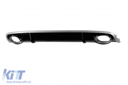 RS4-Stil Diffusor mit verchromten Auspuffendrohren geeignet für Audi A4 Limousine, Avant 2012-2015 Standard-Heckstoßstange, glänzend schwarz mit glänzender grauer Linie-image-6164372