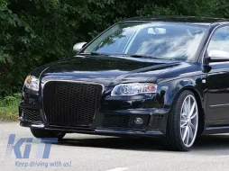 RS4 típusú kdlámpa körüli rács szett Audi A4 B8 sedan, kombi 2007-2011, fekete lakk-image-6145465