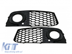 RS4 type grille set around the fog lights suitable for Audi A4 B8 sedan, wagon 2007-2011, black lacquer - ABAUBX6009046