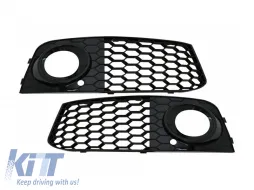 image-26-RS4 type grille set around the fog lights suitable for Audi A4 B8 sedan, wagon 2007-2011, black lacquer
