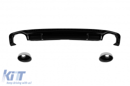 RS5 type diffuser with chrome tips suitable for rear S-line bumper on Audi A5 Sportback, Coupe, Cabrio 2016-2020 -O--O- - ABAURA6009576