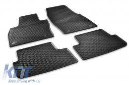 Rubber Car Mats Geyer & Hosaja suitable for Volkswagen Polo, Seat Ibiza, Seat Arona Crossover after 2017, Audi A1, Skoda Fabia, Volkswagen T-Cross after 2018, Taigo after 2020, 4 Pieces, Black 889/4C