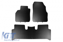 Rubber Car Mats Geyer & Hosaja suitable for Citroen Berlingo, Fiat Doblo, Peugeot Partner, Opel Combo After 2018, Toyota Proace City 2019+ 3 Pieces, Black 918/3C