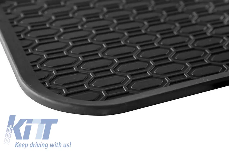 Rubber Car Mats Geyer & Hosaja suitable for Volkswagen Polo, Seat Ibiza, Seat Arona Crossover after 2017, Audi A1, Skoda Fabia, Volkswagen T-Cross after 2018, Taigo after 2020, 4 Pieces, Black 889/4C