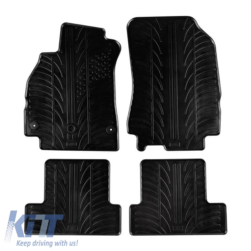 Rubber Car Mats Gledring 0050 suitable for Renault Fluence 2009-2010 / Renault Megane III Grand Tour 2009-2015 - Black 4 Pieces