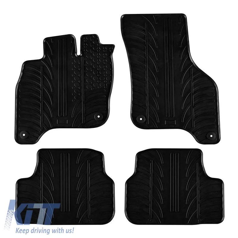 Rubber Car Mats Gledring 0654 suitable for VW E-Golf VII Hatchback Electric 2014-2020 Black 4 Pieces