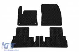 Rubber mats Gumarny Zubri suitable for Citroen Berlingo, Peugeot Rifter, Opel Combo Life, Toyota ProAce City Verso after 2018, with oval clips, 4-piece set, black color - ABFMC6024689