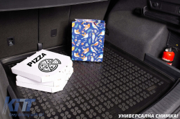 Rubber trunk mat by Rezaw-Plast suitable for Toyota Highlander VI XU70 after 2019 with 7 seats with folded 3rd row of seats-image-6218914