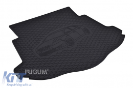 Rubber trunk mat by Rigum suitable for Ford Mondeo sedan 2007-2014, with vehicle silhouette logo, black - ABTLPF6018535