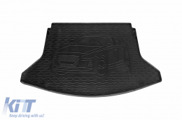 Rubber trunk mat by Rigum suitable for Hyundai i30 hatchback after 2017, with vehicle silhouette logo, black-image-6227338