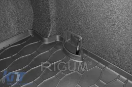 Rubber trunk mat by Rigum suitable for Hyundai i30 hatchback after 2017, with vehicle silhouette logo, black-image-6227340