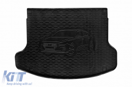 Rubber trunk mat by Rigum suitable for Hyundai i30 Fastback after 2019, i30 N Fastback after 2021 with the trunk floor in the upper position, with vehicle silhouette logo, black - ABTLPH6018542