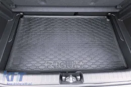 Rubber trunk mat by Rigum suitable for Hyundai i20 hatchback after 2020, with the trunk floor in the upper position-image-6243347