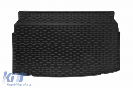 Rubber trunk mat by Rigum suitable for Volkswagen Polo hatchback after 2017 with the trunk floor in the upper or lower position