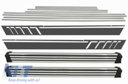image-11-Running Boards Side Steps with Add On Door Moldings Strips Brushed Aluminum and Side Decals Sticker Vinyl Matte Black suitable for MERCEDES G-Class W463 (1989-2017)