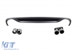 S-line type diffuser with chrome tips suitable for standard rear bumper of Audi A4 sedan 2012-2015 -oo--oo- - ABAURA6009572