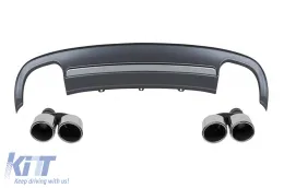 image-47-S5-Typ Diffusor mit verchromten Endrohren geeignet für die Standard-Heckstoßstange des Audi A5 Coupé, Cabriolet, 2 Türen 2012-2016 -oo--oo-