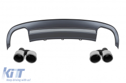 S5 type diffuser with chrome tips suitable for standard rear bumper of Audi A5 coupe, convertible, 2 doors 2012-2016 -oo--oo- - ABAURA6009574