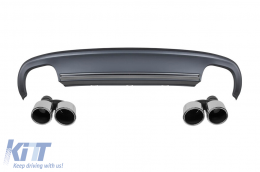 S5 type diffuser with chrome tips suitable for standard rear bumper of Audi A5 Sportback 2012-2015 -oo--oo- - ABAURA6009575