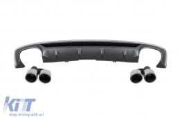 S5 type diffuser with chrome tips suitable for S-line rear bumper on Audi A5 Sportback, Coupe, Cabrio 2016-2020 -oo--oo- - ABAURA6009577