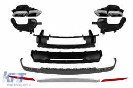 S63 Typ Diffusor mit verchromten Endrohren für den hinteren A Design Stoßfänger geeignet für Mercedes S-Klasse W222 2013-2017 -oo--oo-, mit verchromtem Zierleisten-image-6132198