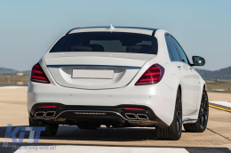 S63 Typ Diffusor mit verchromten Endrohren geeignet für A Design Heckstoßstange an Mercedes S-Klasse W222 2017-2019, mit verchromtem Zierleiste-image-6265746