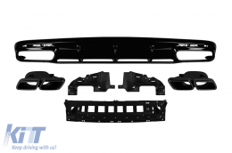 S63 type diffuser with black tips suitable for rear A Design bumper on Mercedes S-Class C217 coupe after 2014 -oo--oo- - ABMERA6011539