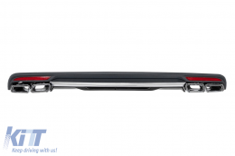 image-74-S63 type diffuser with chrome tips for rear AMG bumper suitable for Mercedes S-Class W222 2013-2017 -oo--oo-, with chrome trim