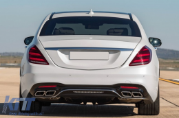 S63 type diffuser with chrome tips suitable for A Design rear bumper on Mercedes S-Class W222 2017-2019, with chrome trim-image-6265745