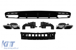 S63 type diffuser with chrome tips suitable for rear A Design bumper on Mercedes S-Class C217 coupe after 2014 -oo--oo- - ABMERA6011413