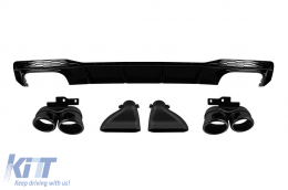 S7 type diffuser with black tips suitable for rear S-line bumper on Audi A7 Sportback after 2019, matte black -oo--oo- - ABAURA6011535