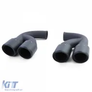 Salidas de escape de acero inoxidable de doble tubo negras adecuadas para Porsche Cayenne 92A 3.0 Diesel 10-14-image-6195055