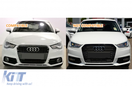 Sans emblème Grille avant pour AUDI A1 8X 2010-2014 RS1 Look Noir brillant-image-6030513