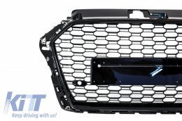 Sans emblème Grille avant pour AUDI A3 8V Facelift 2017-2018 RS3 Look Noir brillant-image-6028503