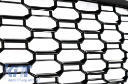 Sans emblème Grille avant pour AUDI A3 8V Facelift 2017-2018 RS3 Look Noir brillant-image-6028504