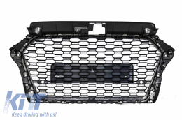 Sans emblème Grille avant pour AUDI A3 8V Facelift 2017-2018 RS3 Look Noir brillant-image-6028505