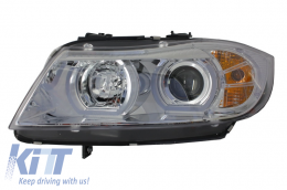 Scheinwerfer 3D LED Angel Eyes für BMW E90 E91 03.2005-08.2008 U-Type Chrome HID-image-6023831