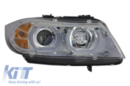 Scheinwerfer 3D LED Angel Eyes für BMW E90 E91 03.2005-08.2008 U-Type Chrome HID-image-6023832