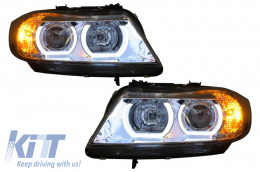 Scheinwerfer 3D LED Angel Eyes für BMW E90 E91 03.2005-08.2008 U-Type Chrome HID-image-6023834
