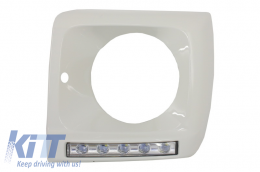 Scheinwerfer Abdeckung Weiß LED DRL Tagfahrlicht für Mercedes W463 89-12 G65 Look-image-6019460