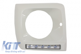 Scheinwerfer Abdeckung Weiß LED DRL Tagfahrlicht für Mercedes W463 89-12 G65 Look-image-6019461