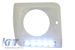 Scheinwerfer Abdeckung Weiß LED DRL Tagfahrlicht für Mercedes W463 89-12 G65 Look-image-6019465